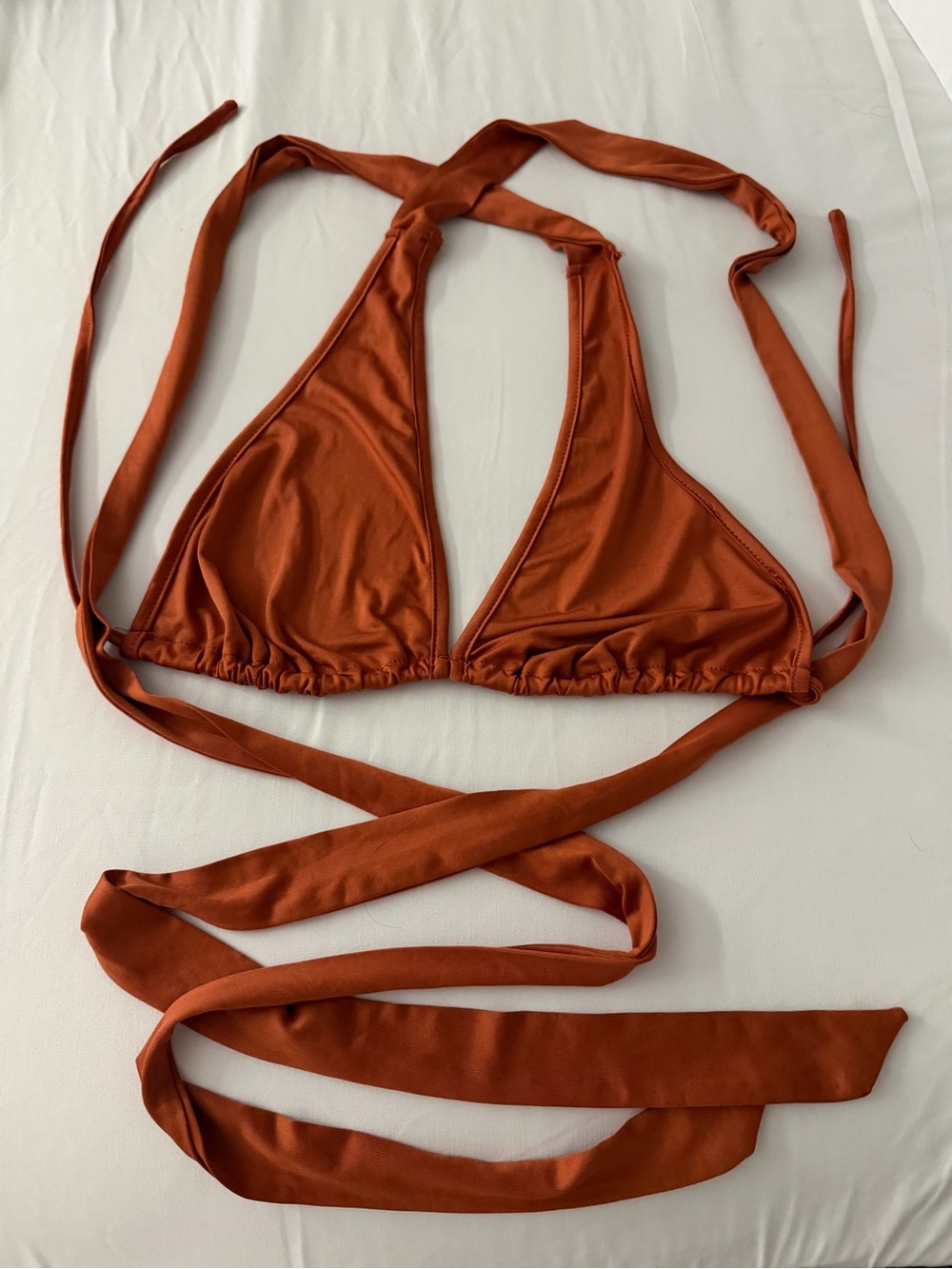 SHEIN Burnt Orange Wrap Triangle  Top